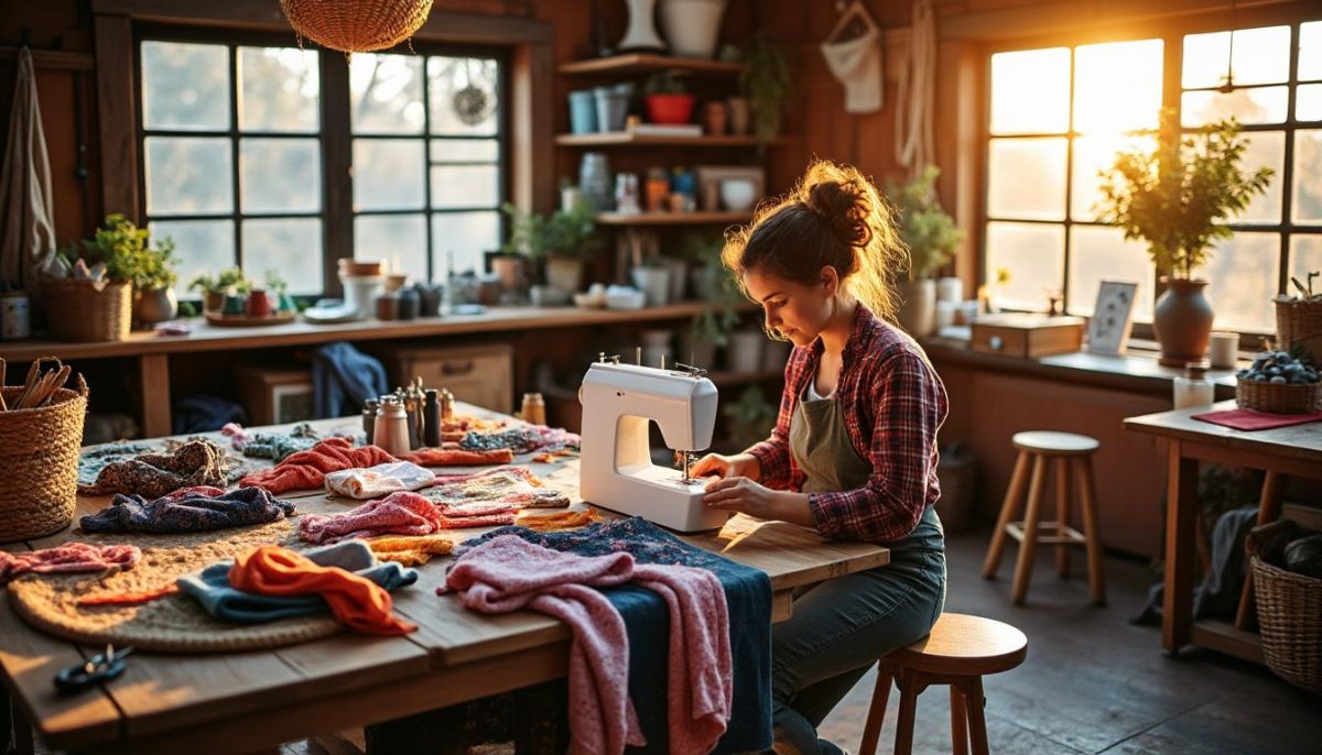 à plouédern, l’association bobines en délire transforme les vêtements usagés en pièces uniques, dans la salle an heol, alliant créativité et écologie.