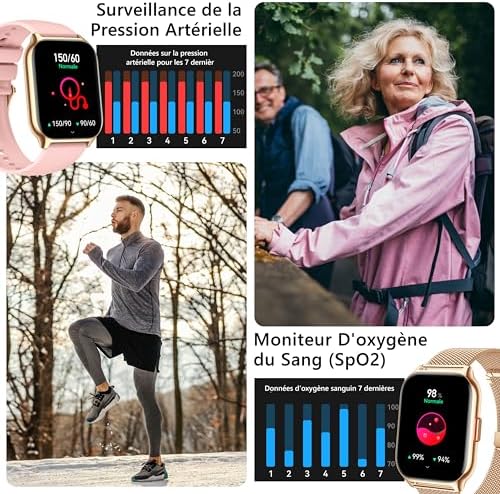ZOSKVEE Montre intelligente pour homme et femme (cadran/répondre aux