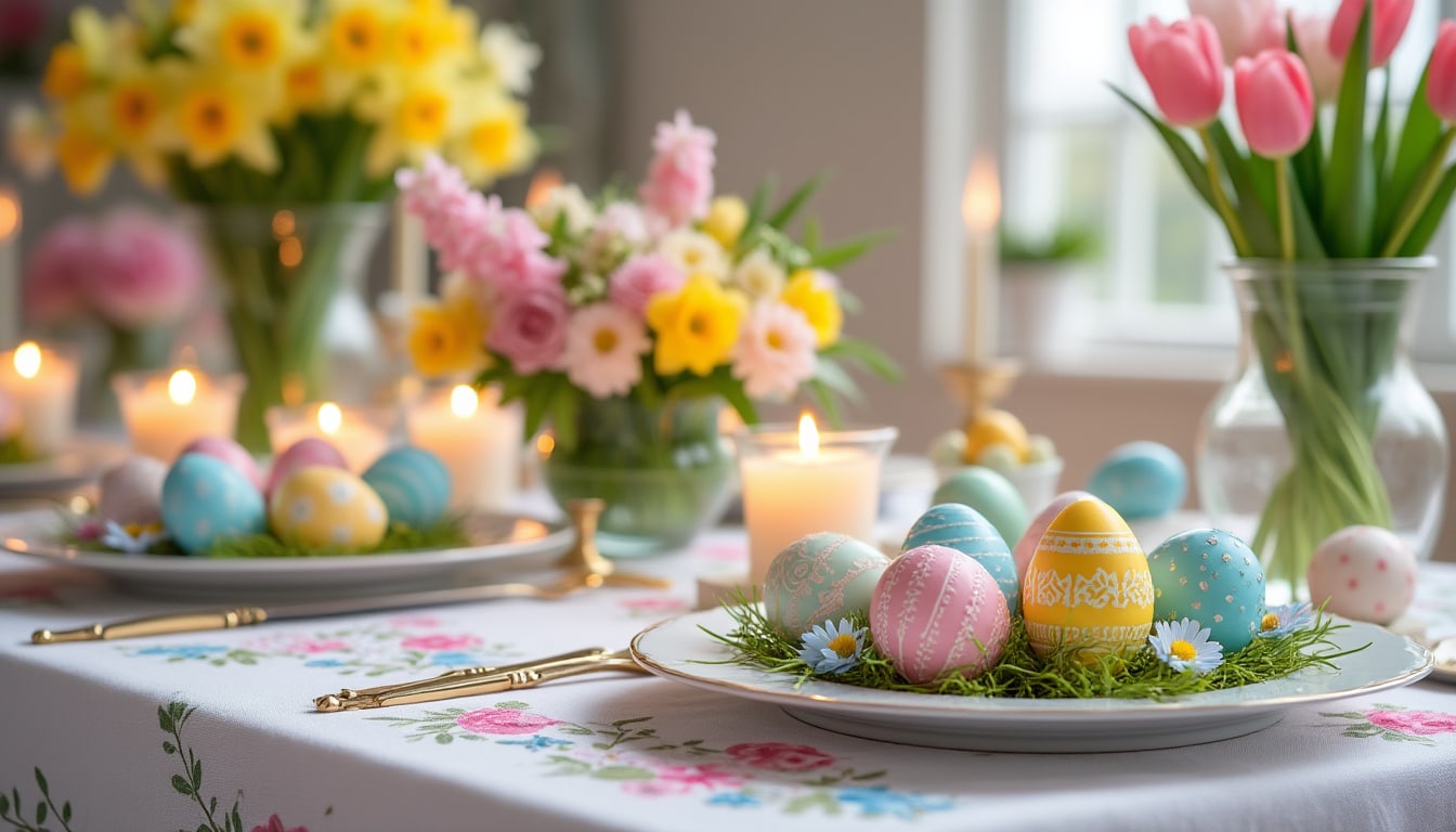 découvrez des idées créatives et inspirantes pour décorer votre maison à l'occasion de pâques. transformez votre intérieur avec des touches printanières, des œufs colorés, des fleurs et des accessoires festifs qui apporteront joie et convivialité à vos célébrations. faites de cette fête un moment inoubliable en insufflant une ambiance chaleureuse et accueillante chez vous.