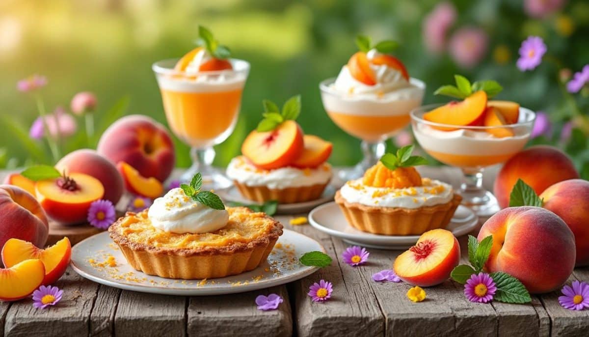 découvrez 12 recettes de desserts à la pêche parfaits pour égayer vos journées d'été. des créations sucrées et rafraîchissantes qui mettent en valeur ce fruit juteux, idéales pour épater vos invités ou vous faire plaisir. suivez nos idées simples et savoureuses pour un été fruité !