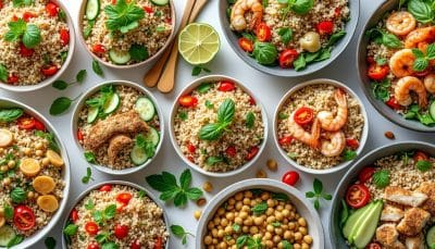 découvrez 12 délicieuses recettes de salades de riz complètes, parfaites pour un repas équilibré et savoureux. idéales pour toutes les occasions, ces salades allient nutrition et variété, tout en étant faciles à préparer.