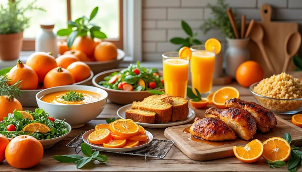 découvrez 14 délicieuses recettes à base d'orange pour ajouter une touche vitaminée à vos repas. de l'entrée au dessert, ces plats colorés et savoureux vous permettront de profiter des bienfaits de l'orange tout en régalant vos papilles. idéal pour une alimentation saine et gourmande !