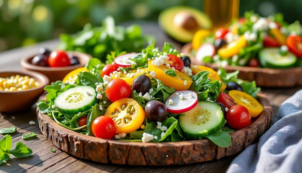 découvrez 15 idées de salades d'été fraîches et vitaminées pour égayer vos pauses déjeuner. des recettes colorées, saines et faciles à préparer qui raviront vos papilles tout en vous apportant énergie et bien-être.