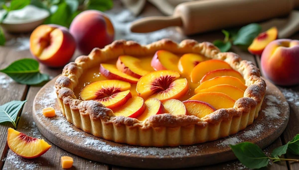 découvrez notre délicieuse recette de tarte aux pêches fraîches, parfaite pour l'été ! avec sa pâte croustillante et ses pêches juteuses, impressionnez vos convives et apportez un goût sucré et rafraîchissant à vos repas estivaux.