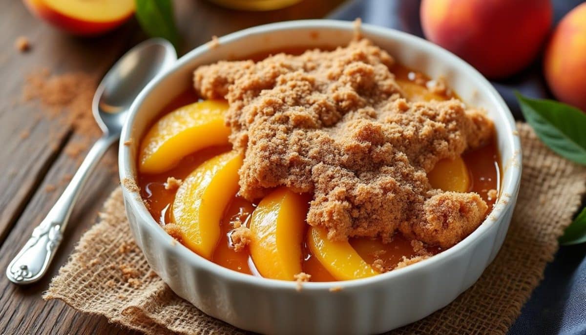 découvrez nos deux secrets pour réaliser un irrésistible crumble pêche, un dessert doré à la perfection. une union parfaite entre la douceur des pêches juteuses et le croustillant d'une pâte dorée, pour un plaisir sucré inégalé. à tester absolument !
