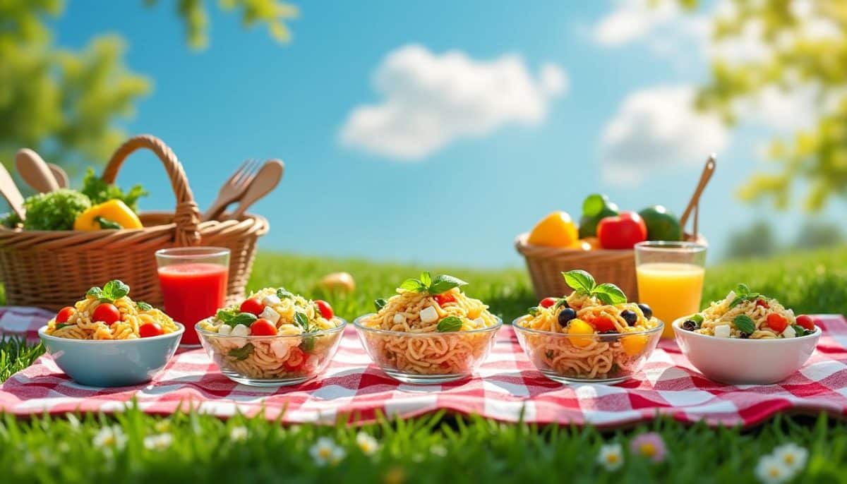 découvrez 5 idées créatives de salades de pâtes parfaites pour un pique-nique réussi ! prêtes en un rien de temps, ces recettes savoureuses allient fraîcheur et praticité, idéales pour régaler vos amis et votre famille au grand air.