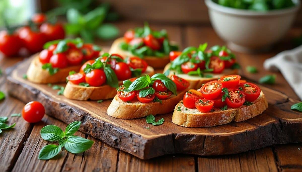 découvrez 6 idées de bruschetta à la tomate pour un apéro coloré et savoureux ! ces recettes simples et délicieuses sauront ravir vos invités avec des ingrédients frais et une présentation gourmande. parfaites pour les soirées entre amis ou les occasions spéciales !