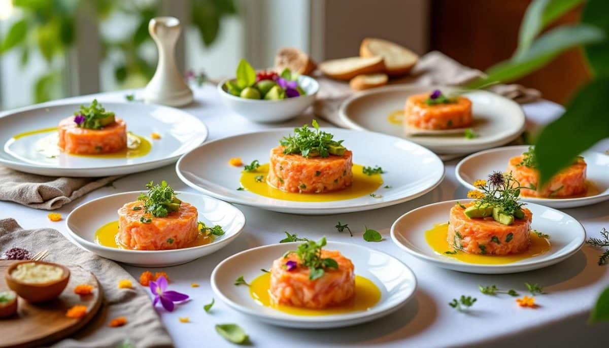 découvrez notre sélection de 7 recettes de tartare de saumon, un plat raffiné et savoureux. parfait pour impressionner vos invités ou pour un dîner en famille, nos recettes faciles à suivre vous permettront de déguster ce délice marin sous plusieurs formes. éveillez vos papilles et ravivez vos repas avec ces inspirations de tartare dans un style élégant.