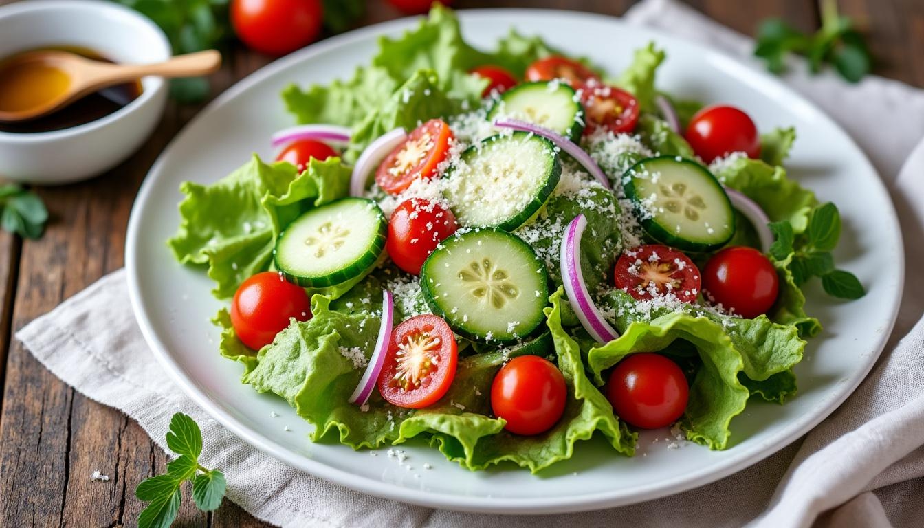 découvrez notre délicieuse salade au parmesan italien authentique, alliant fraîcheur et saveurs italiennes. un plat savoureux, parfait pour les amateurs de cuisine méditerranéenne.