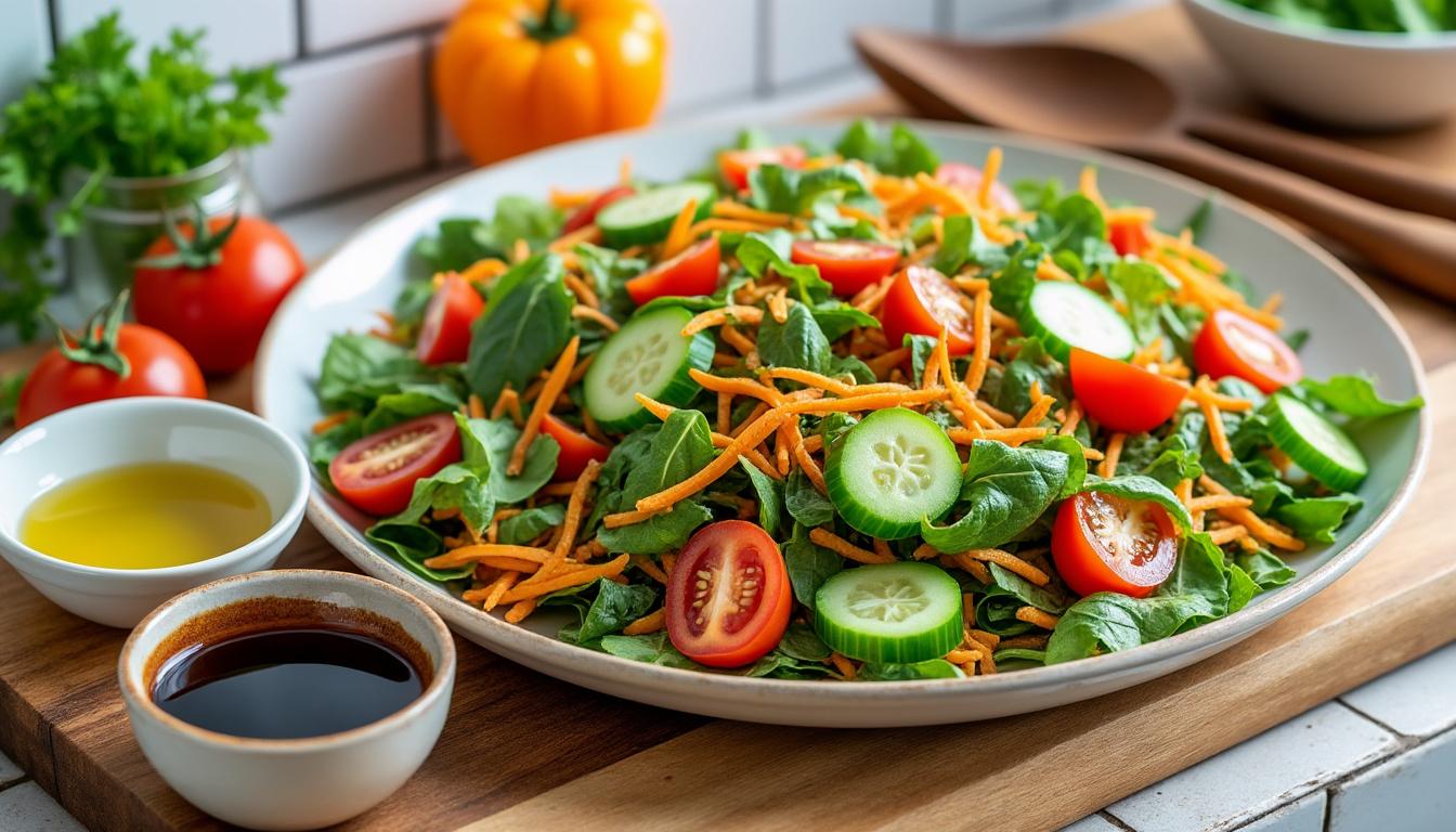 découvrez notre recette de salade batch cooking, parfaite pour préparer vos repas de la semaine en toute simplicité. fraßche, saine et savoureuse, cette salade vous permettra de gagner du temps tout en savourant des plats équilibrés tous les jours. idéale pour une alimentation pratique et variée!
