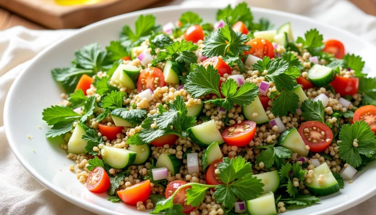 découvrez une salade de semoule parfumée qui vous emmène en voyage à travers des saveurs exotiques. parfaite pour accompagner vos repas ou à déguster en entrée, cette recette allie fraîcheur et délicatesse pour une explosion de goûts ensoleillés.