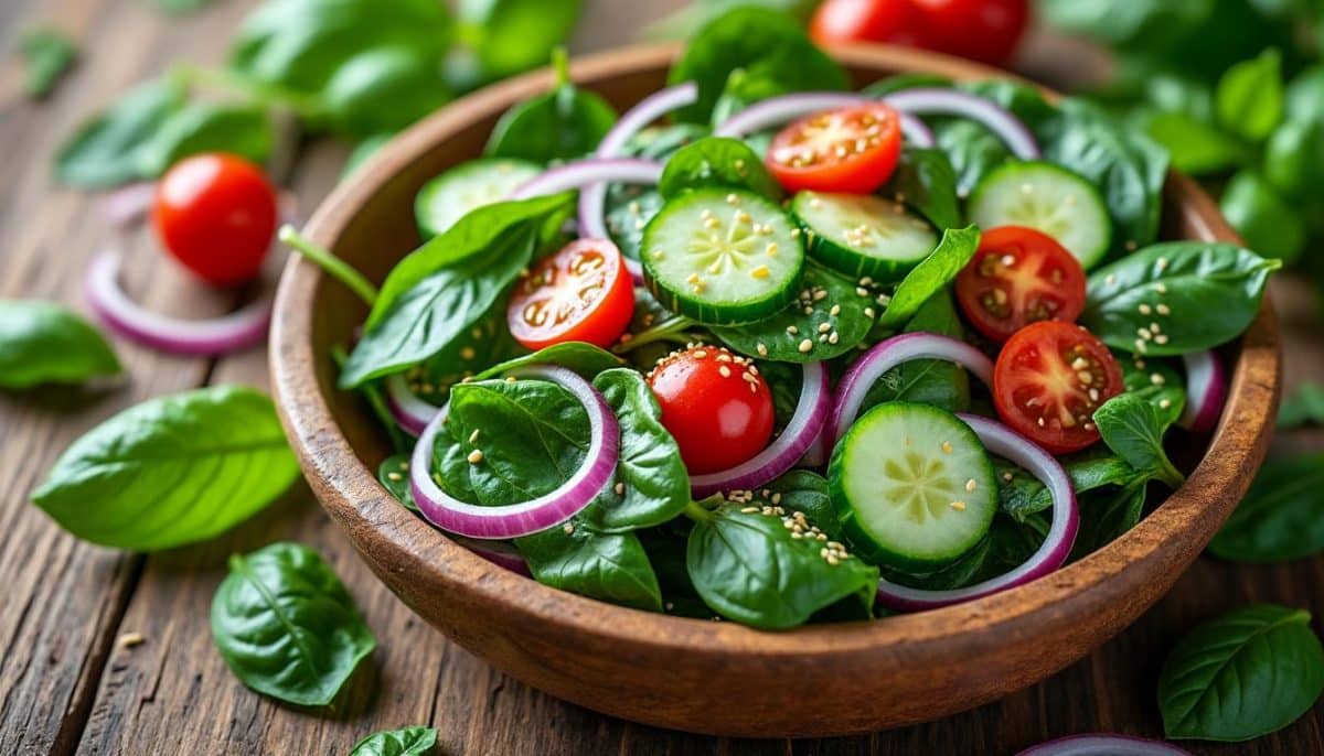 découvrez une salade d'épinards frais délicieuse et nutritive qui séduira vos papilles et boostera votre santé ! riche en vitamines et minéraux, cette recette est idéale pour un repas léger et sain.