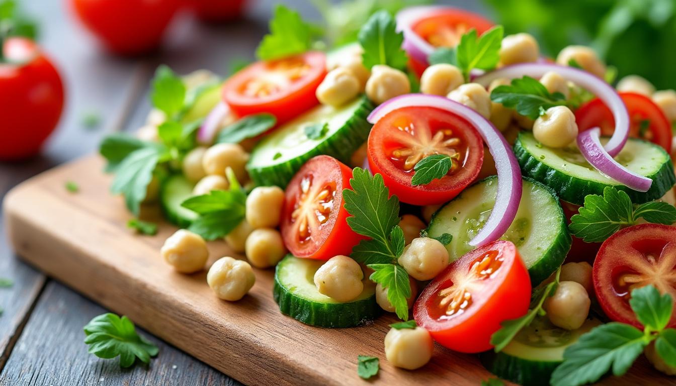découvrez cette délicieuse salade végétarienne complète, idéale pour satisfaire toutes vos envies. nutrissante et savoureuse, elle allie des ingrédients frais et colorés pour un repas à la fois équilibré et réconfortant. parfaite pour un déjeuner léger ou un dîner, elle vous rassasiera sans compromettre votre santé.