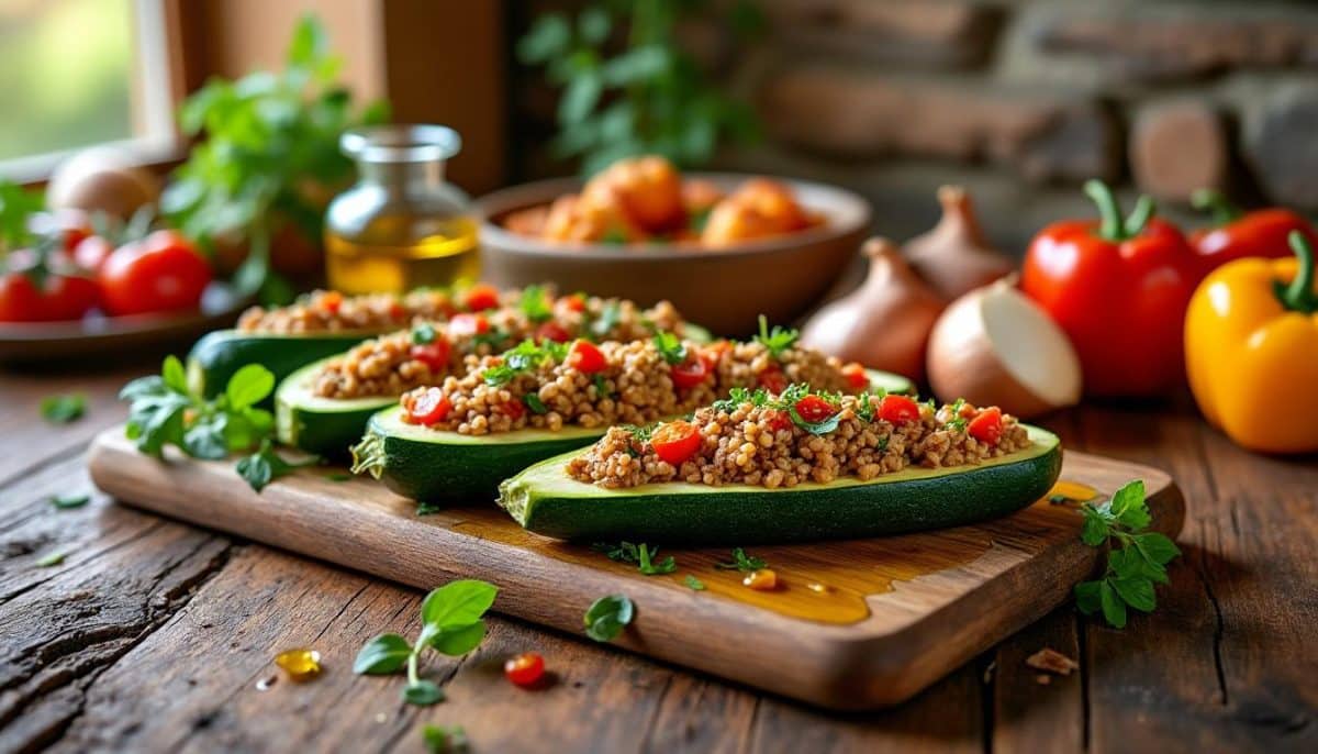 découvrez notre recette de courgettes farcies à la niçoise ! une farce savoureuse qui se maintient parfaitement à la cuisson, idéale pour un plat convivial et gourmand. parfaite pour sublimer vos repas d'été.