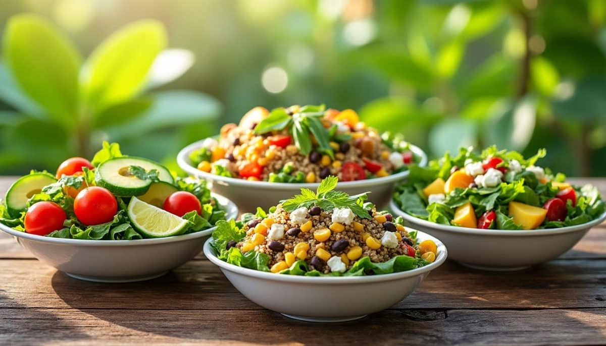 découvrez trois délicieuses salades rafraîchissantes parfaites pour vos repas d'été. parfaites pour les pique-niques, les barbecues ou simplement pour se faire plaisir, ces recettes allient fraîcheur et saveurs. prêt à régaler vos papilles ?