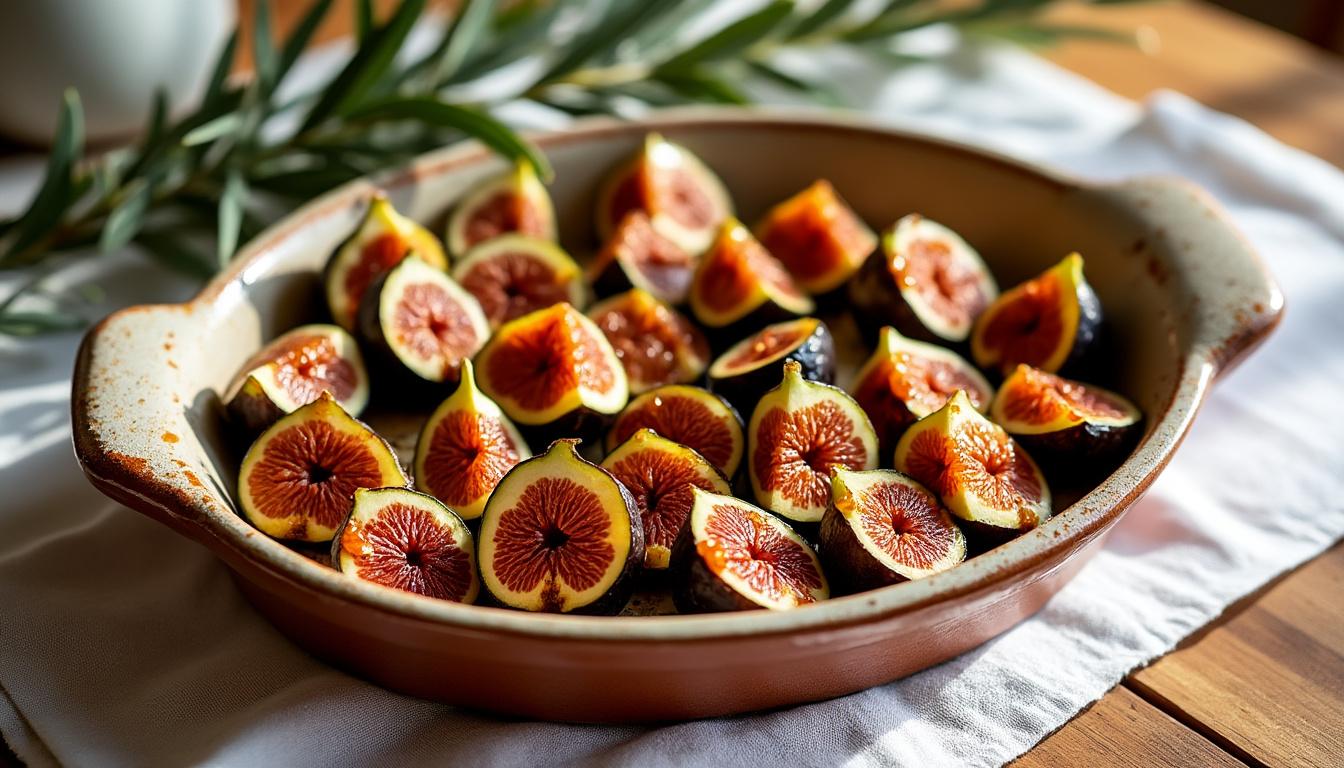 découvrez la délicieuse recette des figues rôties au miel, une astuce provençale qui sublime ce fruit en le caramélisant à la perfection. idéales en dessert ou en accompagnement, ces figues apporteront une touche sucrée et gourmande à vos repas.