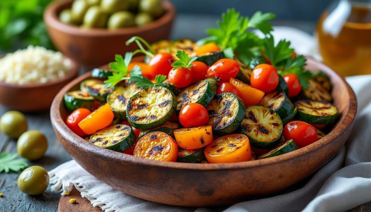 découvrez la mechouia tunisienne, une délicieuse salade de légumes grillés qui révèle toute l'authenticité des saveurs méditerranéennes. savourez ce mélange de poivrons, tomates et épices qui éveille vos papilles et sublime vos plats.