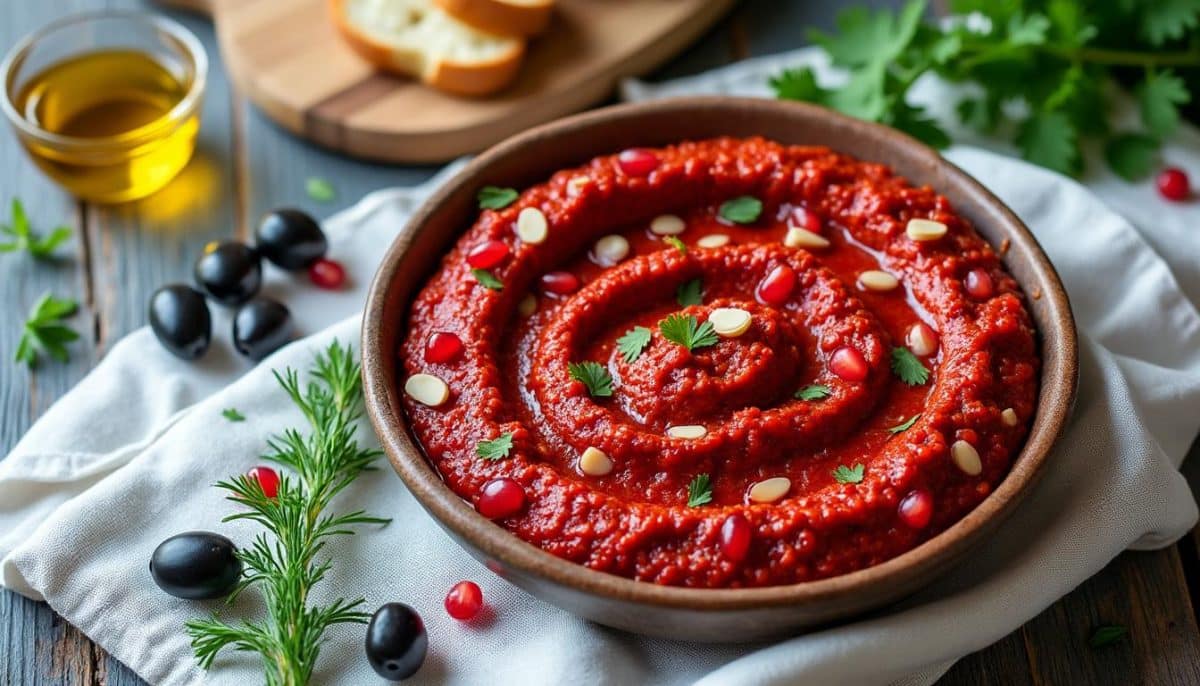 découvrez le muhammara syrien, une délicieuse crème de poivrons qui éveille vos sens avec ses saveurs riches et variées. idéale en apéritif ou en accompagnement, cette recette centenaire est un voyage gustatif à ne pas manquer.