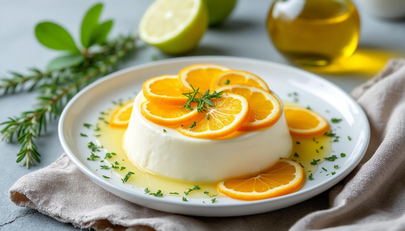 découvrez notre recette de panna cotta aux agrumes, une délicieuse gélatine naturelle qui réveille vos papilles. parfaite pour un dessert léger et rafraîchissant, elle associe la douceur de la crème et l'acidité des agrumes pour un mélange savoureux qui fera sensation à tous vos repas.