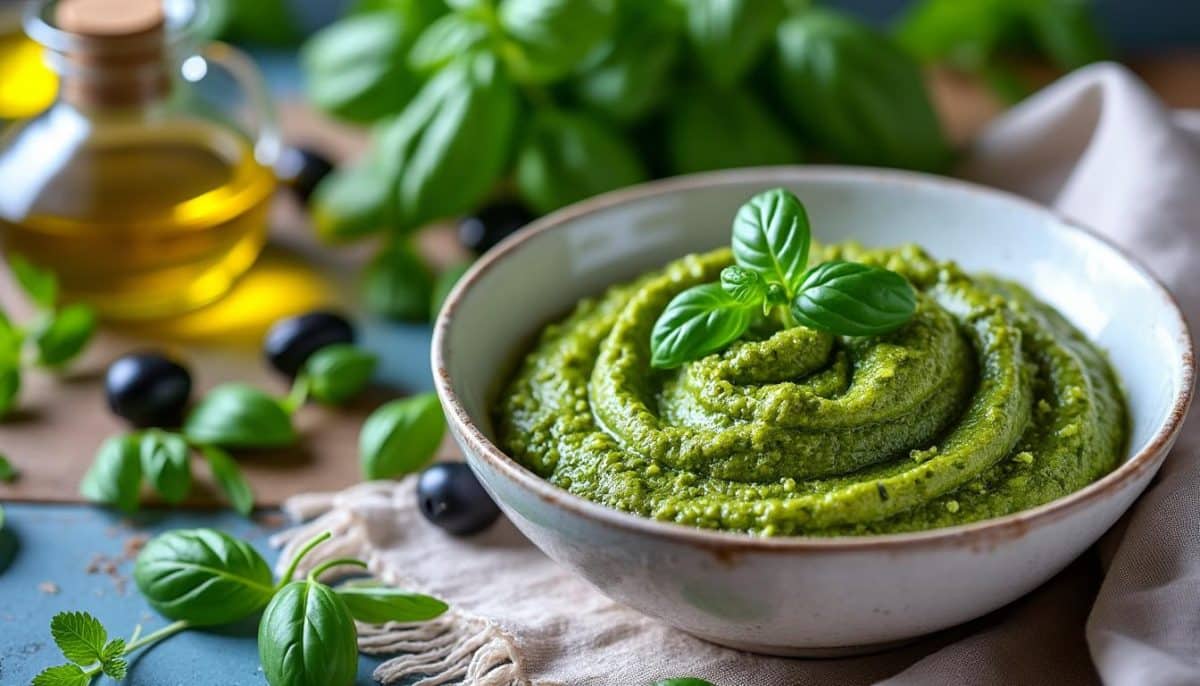découvrez comment préparer un pesto génois avec une technique spéciale qui préserve la beauté éclatante du basilic vert. suivez nos conseils pour un pesto savoureux et vibrant, parfait pour vos plats préférés.