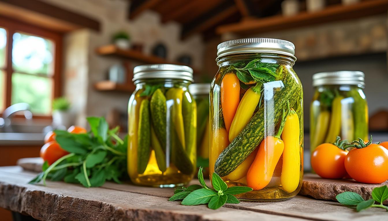 découvrez notre recette de pickles de légumes, une délicieuse saumure méditerranéenne qui offre une texture croquante et des saveurs envoûtantes. parfaits en accompagnement ou en amuse-bouche, ces pickles sauront apporter une touche d'originalité à vos plats.