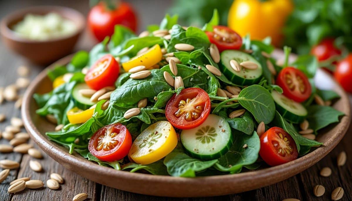 découvrez notre délicieuse salade aux graines de tournesol, un mélange nutritif et savoureux qui apporte vitalité et énergie à vos repas. parfaite pour un déjeuner léger ou en accompagnement, cette recette saine ravira vos papilles tout en vous offrant tous les bienfaits des graines de tournesol.