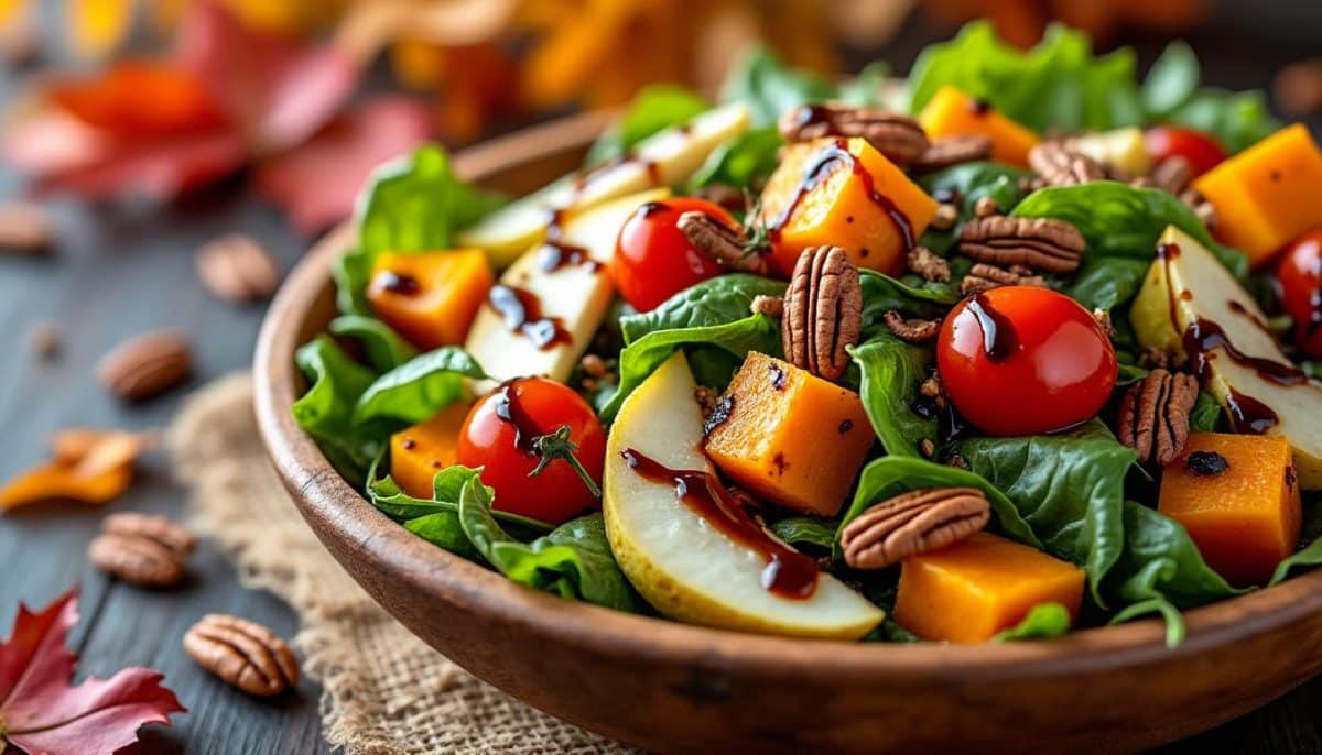 découvrez notre recette de salade d'automne, pleine de couleurs chatoyantes et de saveurs délicates. un mélange festif de légumes de saison, fruits et noix qui égayera vos repas et régalera vos convives.