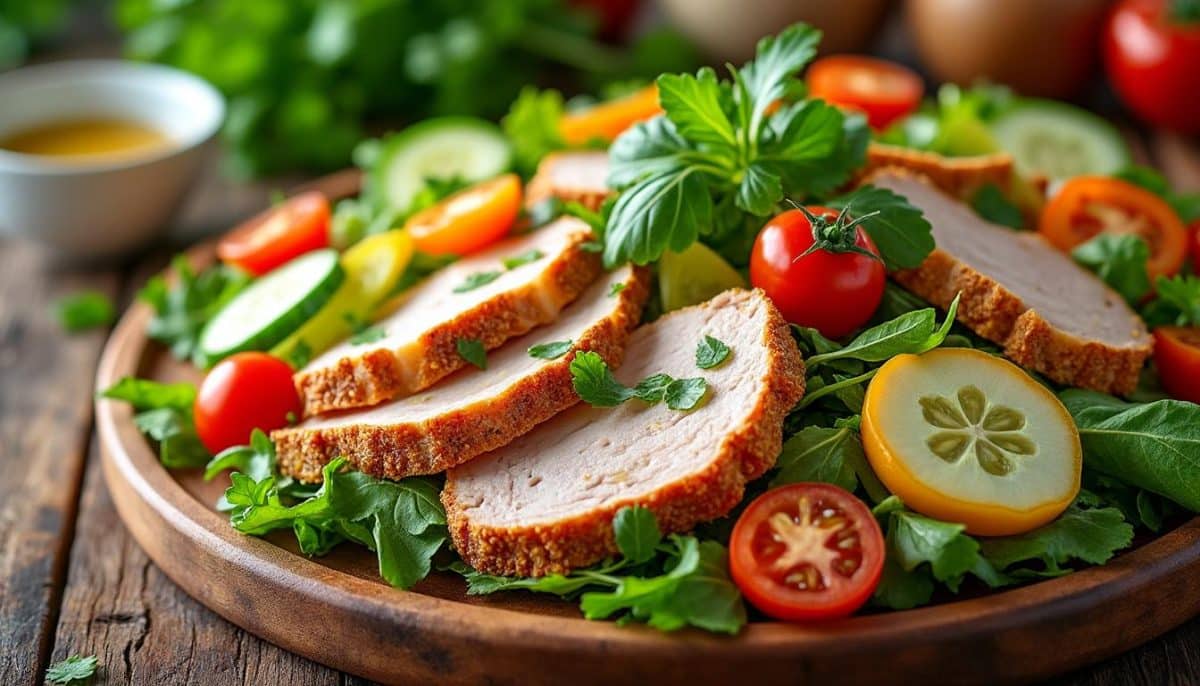découvrez notre recette de salade de dinde fumée, légère et savoureuse. parfaite pour un déjeuner équilibré ou un pique-nique, cette salade allie des ingrédients frais et des saveurs délicates pour un repas rafraîchissant et gourmand.