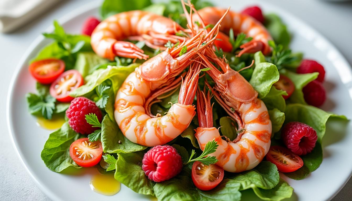 découvrez notre délicieuse salade de langoustines, une recette raffinée qui séduira vos convives à coup sûr. alliant fraîcheur et saveurs marines, cette entrée festive est parfaite pour vos repas en famille ou entre amis. épatez vos invités avec cette préparation gourmande et élégante!