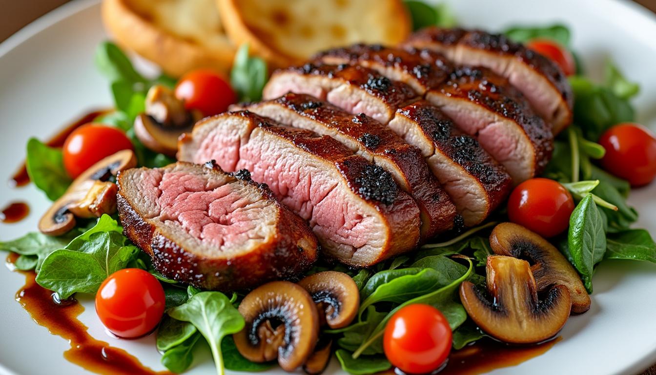 découvrez notre délicieuse salade de magret séché, une recette rafraîchissante et savoureuse qui fera sensation à vos repas. alliant des ingrédients frais et un assaisonnement parfait, cette salade est idéale pour impressionner vos invités ou simplement vous faire plaisir.