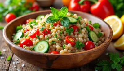 découvrez une délicieuse recette de salade d'orge perlé, une alternative originale et saine aux féculents classiques. parfaite pour vos repas d'été ou en accompagnement, elle ravira vos papilles avec ses saveurs fraîches et ses ingrédients colorés.