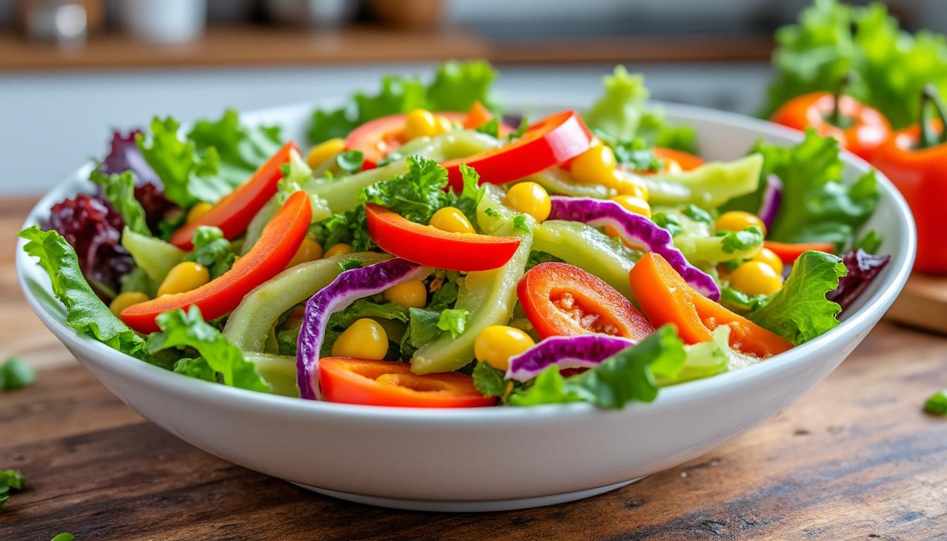 découvrez notre recette de salade familiale, savoureuse et colorée, qui ravira les petits comme les grands. parfaitement équilibrée en saveurs, elle est idéale pour les repas de tous les jours ou les occasions spéciales. facile à préparer, cette salade s'adapte aux goûts de chacun et fera le bonheur de votre table.