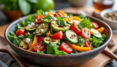 découvrez notre délicieuse salade minceur qui allie saveurs et légèreté, sans donner l'impression d'être au régime. prête à être savourée, elle vous aidera à atteindre vos objectifs tout en vous régalant !
