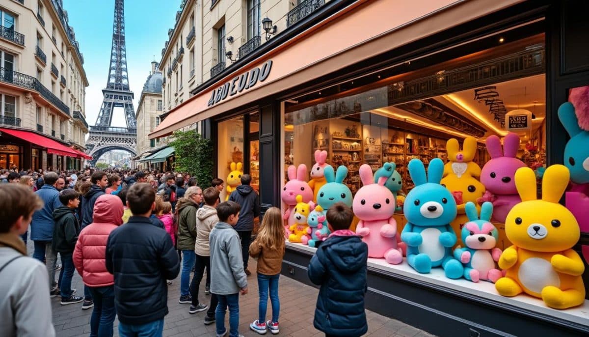 découvrez labubu, la peluche qui enflamme paris ! des fans inconditionnels campent devant le magasin pour acquérir ce précieux compagnon. ne manquez pas la vidéo qui capture l'engouement et l'amour pour labubu!