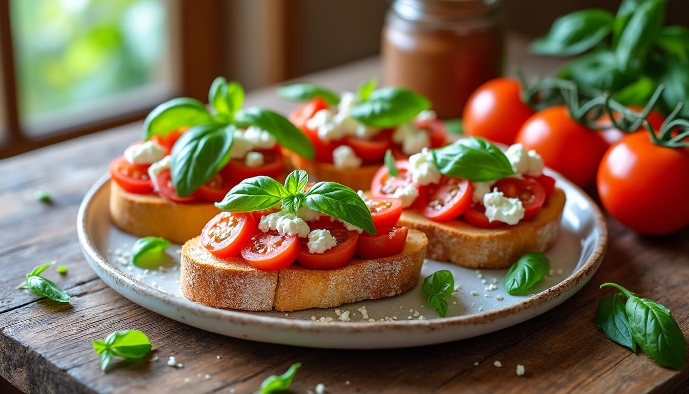 découvrez des recettes de bruschetta savoureuses et rafraîchissantes pour pimenter vos repas d'été. idéales pour vos barbecues et apéritifs, ces recettes artisanales vous inspireront à savourer les saveurs estivales à chaque bouchée.