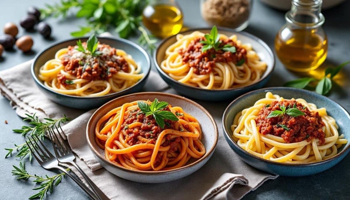 découvrez 4 recettes de pâtes bolognaise maison, savoureuses et faciles à préparer, pour régaler tous les goûts. parfaites pour un repas convivial et gourmand !