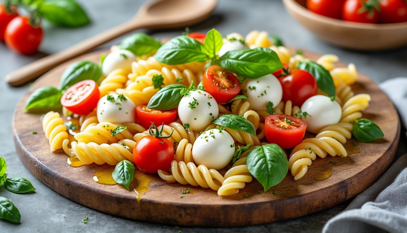 découvrez nos 4 délicieuses recettes de salades de pâtes froides italiennes, adaptées à tous les palais. parfaites pour l'été, ces salades allient fraîcheur et saveurs authentiques pour un repas équilibré et savoureux.