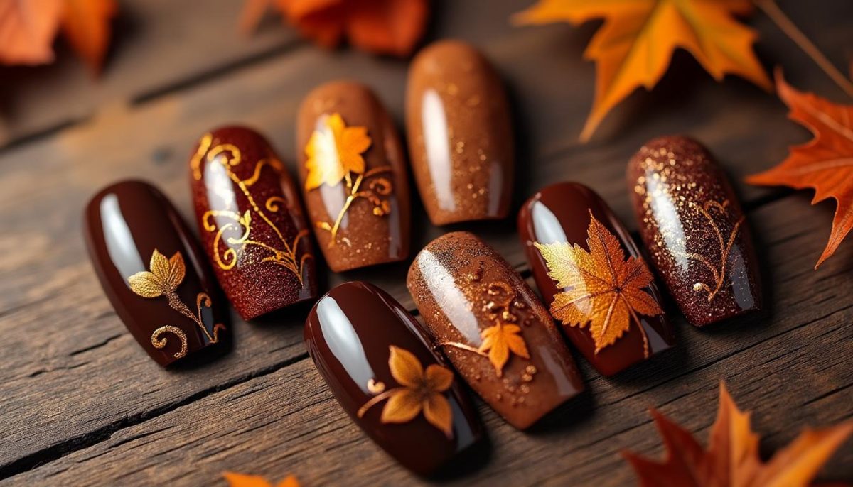 découvrez 7 idées de nail arts marron pour l'automne, parfaites pour capturer l'essence chaleureuse et élégante de la saison. inspirez-vous de ces designs tendance pour sublimer vos ongles cet automne !