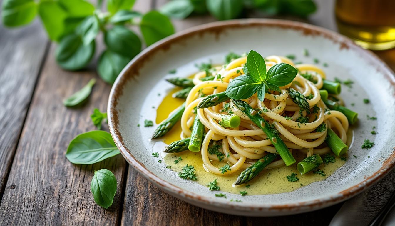 découvrez 7 délicieuses recettes de pâtes aux asperges vertes, authentiques et faciles à préparer. laissez-vous tenter par des saveurs printanières incontournables à tester absolument pour régaler vos papilles.