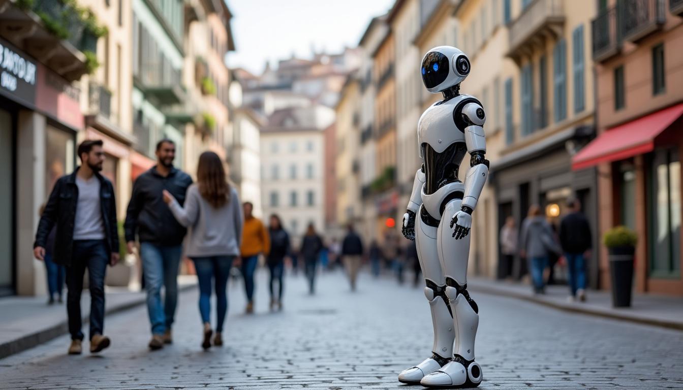 à lyon, un humanoïde interagit avec les piétons et les voyageurs du métro lors d'une expérience originale orchestrée par un youtubeur. découvrez les réactions et les enjeux de cette initiative innovante.