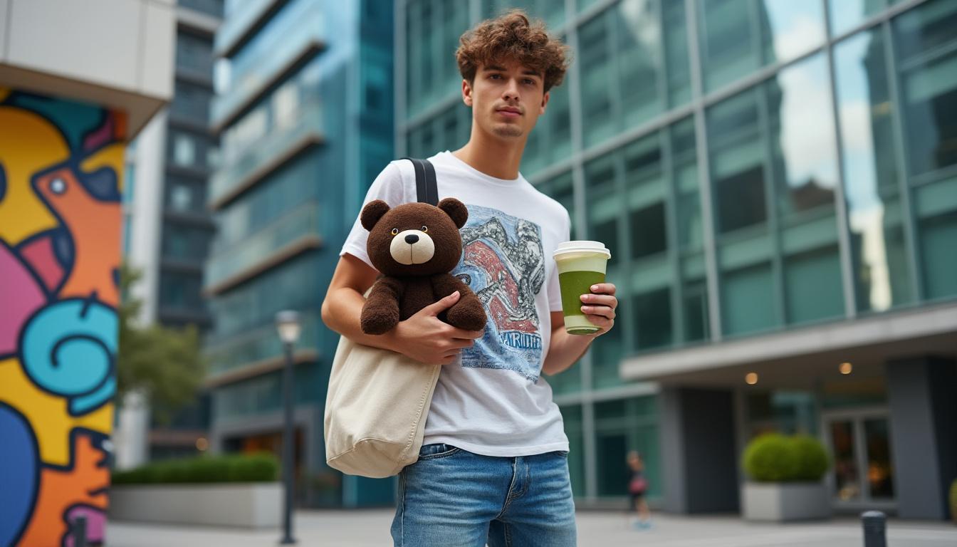 plongez dans l'univers du mâle performatif entre accessoires tendance comme la peluche labubu, tote bag et matcha latte. analyse socioculturelle et regards sur les nouveaux codes masculins.