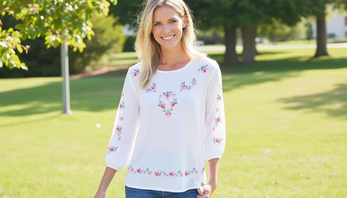 découvrez la blouse décontractée en coton zanzea pour femmes, ornée de broderies florales élégantes et dotée de manches 3/4. confort et style s’unissent pour un look tendance au quotidien.