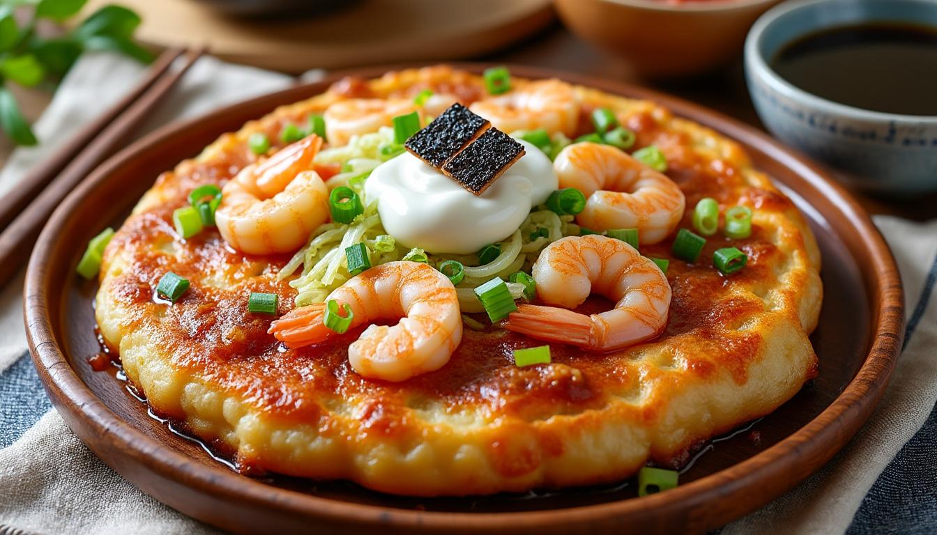 plongez dans l'univers savoureux de l'okonomiyaki, cette délicieuse crêpe japonaise estivale présentée par aurelien véquaud. apprenez ses secrets de préparation et laissez-vous séduire par ses saveurs uniques et authentiques.