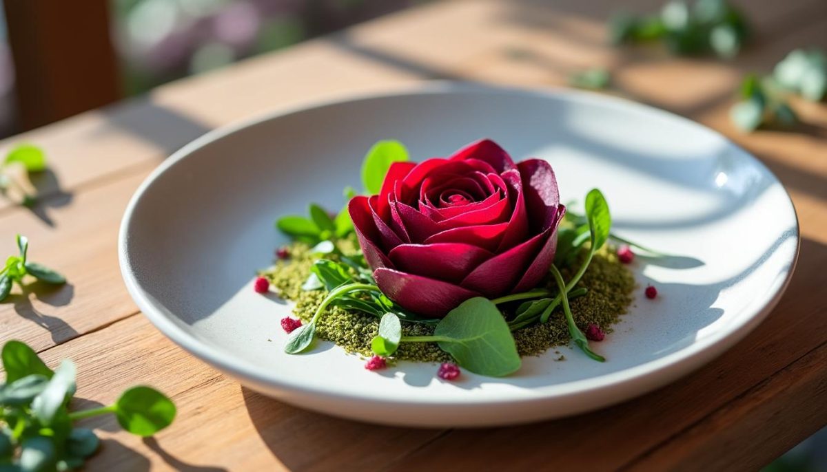 succombez à la gourmandise avec la rose de betterave estivale signée anthony gerbault : une création fraîche et colorée pour surprendre et ravir vos papilles cet été. découvrez vite cette recette originale et pleine de saveurs !