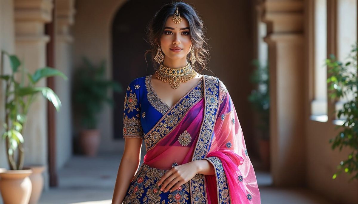 découvrez la somptueuse lehenga multicolore de sreeleela, magnifiquement ornée d’un travail raffiné de zardozi et de tikki, parfaite pour sublimer toutes vos occasions festives.