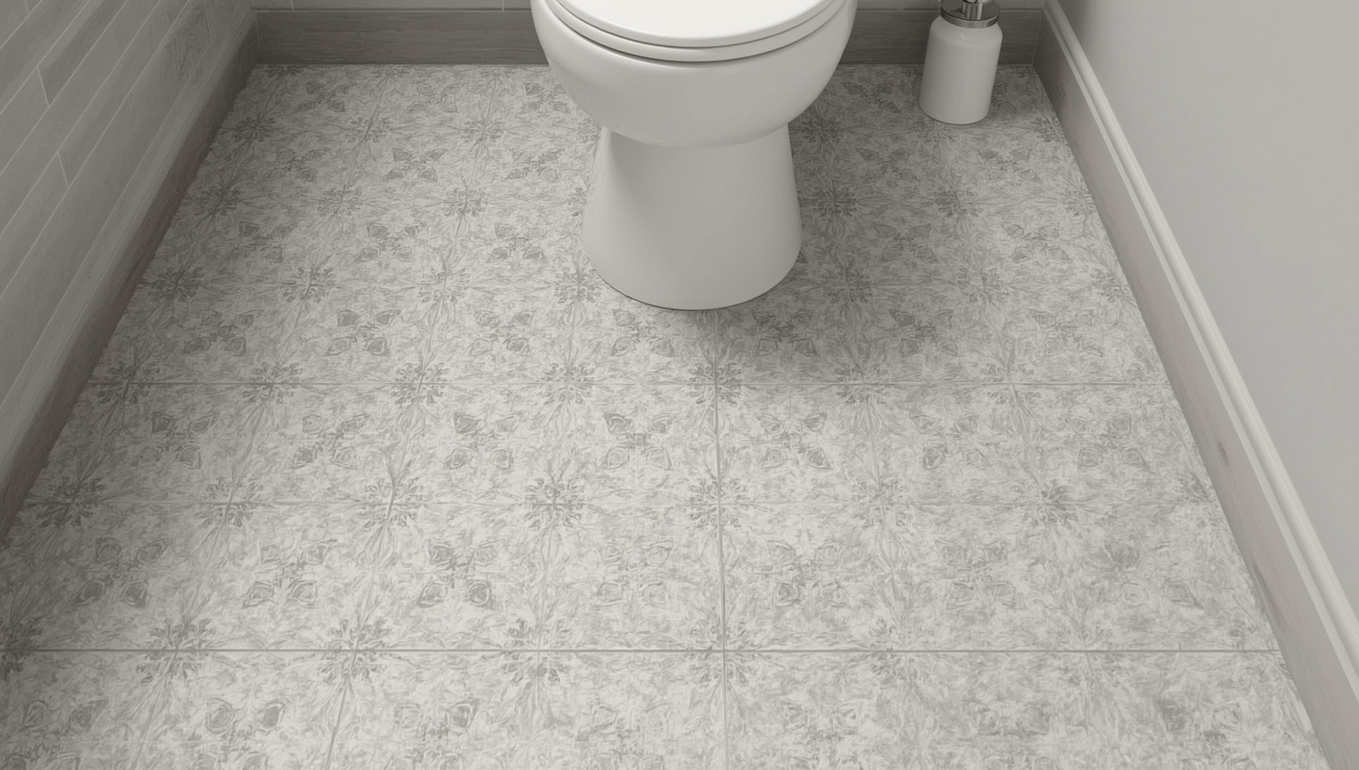 sol vinyle effet carreaux ciment toilettes - motifs géométriques étanche tendance 2025