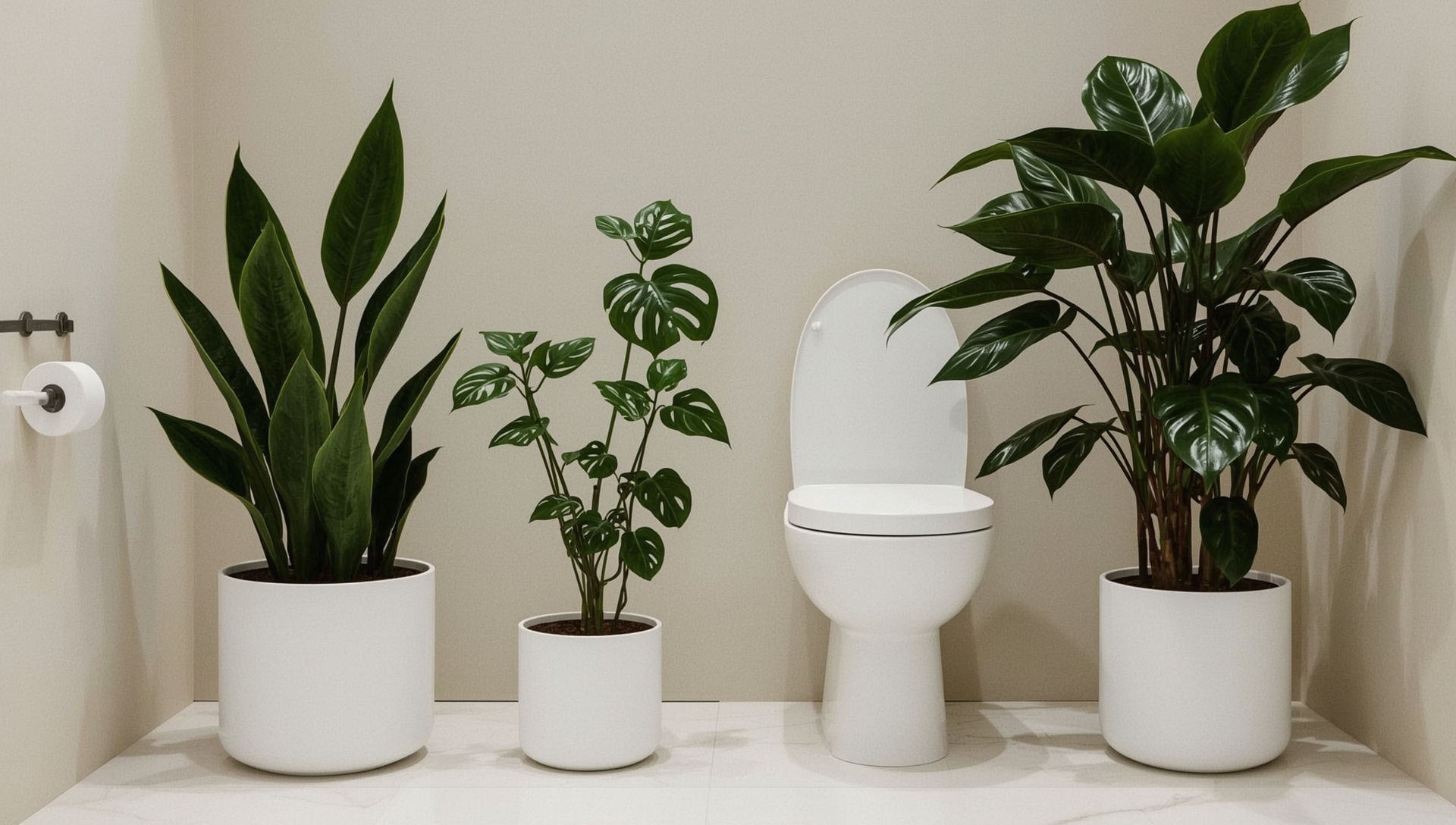 plantes purifiantes toilettes - sansevieria pothos zamioculcas sans lumière naturelle