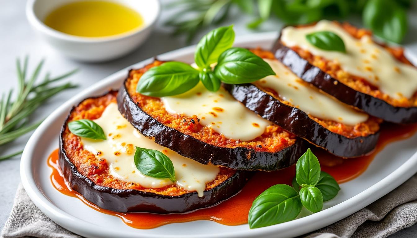 découvrez une recette savoureuse de parmesan d'aubergine, facile et rapide à préparer au air fryer. profitez d'un plat croustillant, sain et plein de saveurs méditerranéennes, prêt en quelques minutes !
