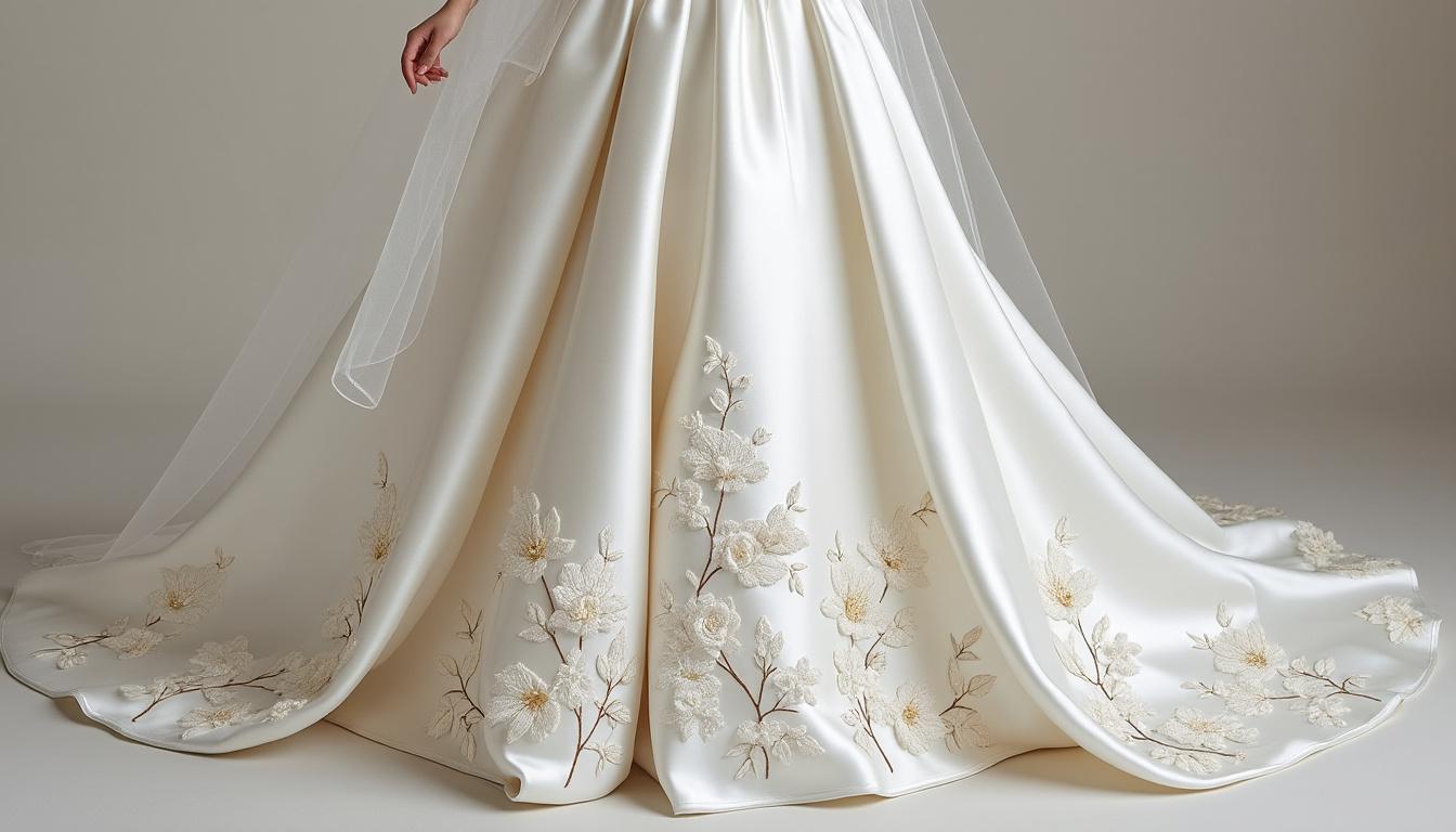 ajoutez une touche d’élégance à votre robe de mariée avec ce quartet de patchs brodés en forme de fleurs blanches, parfaits pour personnaliser et sublimer votre tenue le jour j.