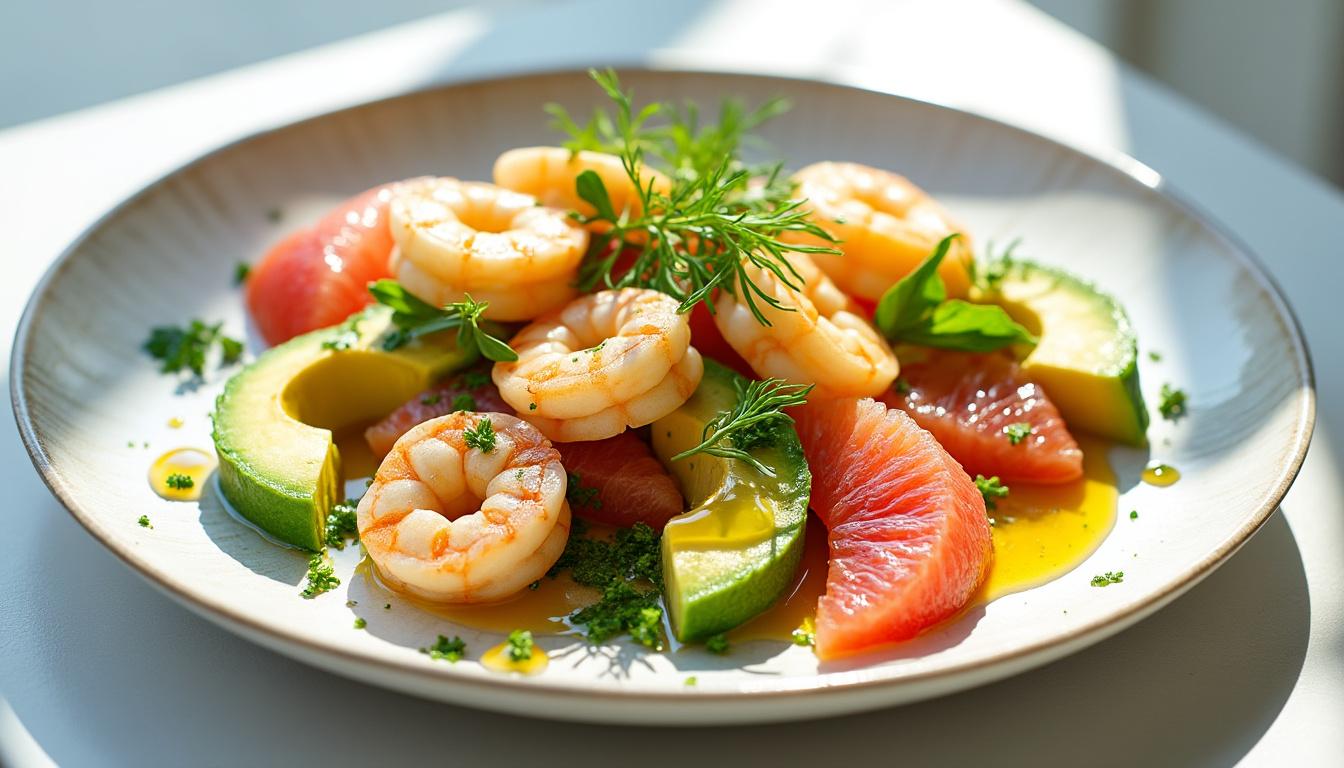 découvrez la salade avocat crevettes, une délicieuse association qui allie fraîcheur et saveurs. parfaite pour un repas léger, elle saura séduire vos papilles tout en vous aidant à brûler des calories. savourez ce plat sain et équilibré, idéal pour un régime réussi !